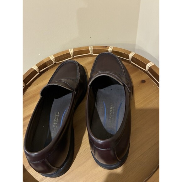 MEN'S ROCKPORT HAND SEWN LEATHER BROWN PENNY LOAFER SIZE 8.5M SHOES - Picture 6 of 6
